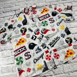 Chicago White Sox MLB Baseball Pizza Hawaiian Shirt Mens XL Button Up